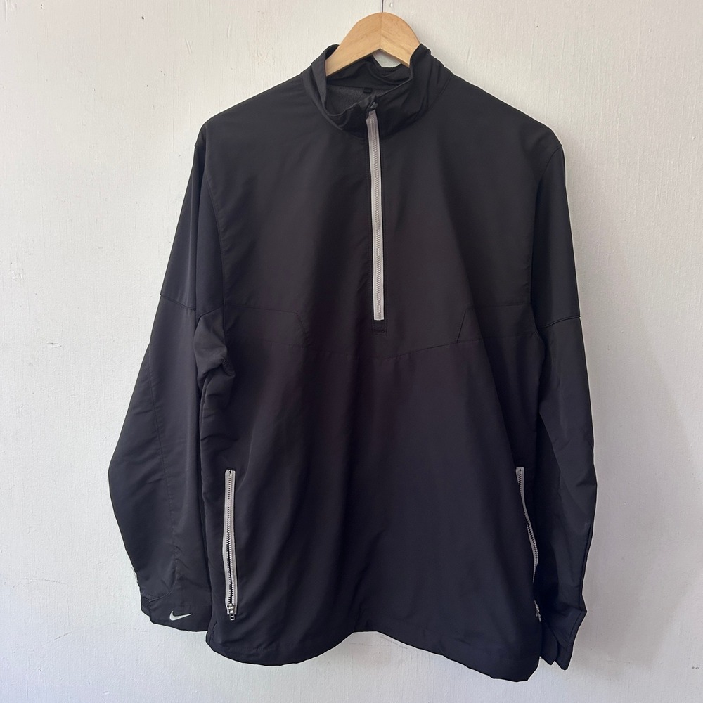 Nike Golf Pullover Men Medium Black Quarter Zip Windbreaker Jacket Athletic